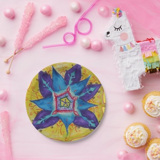 Mandala droom Hand geschilderd ontwerp Papieren Bordje (Feest)
