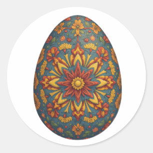 Mandala Egg – ingewikkeld Boho Floral ontwerp Ronde Sticker