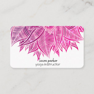 Mandala Elegant Boho Paisley Floral Pink Art Yoga Visitekaartje