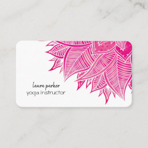 Mandala Elegant Boho Paisley Floral Pink Art Yoga Visitekaartje