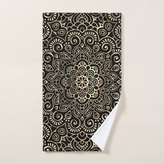 Mandala Élégant Chic Or (Serviette à main)