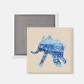 Mandala Elephant Art Magnet Carré 5.1 Cm (Recto/Verso)
