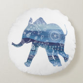 Mandala Elephant ArtPolyester Coussin rond (Devant)