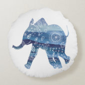 Mandala Elephant ArtPolyester Coussin rond (Dos)
