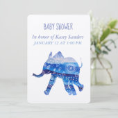 Mandala Elephant Baby shower Invitation Card (Debout devant)