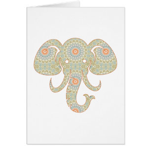 Mandala éléphant en vert clair et orange