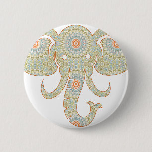Mandala Elephant Head Design Ronde Button 5,7 Cm