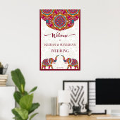 Mandala elephant Indian wedding welcome sign Poster (Thuiskantoor)
