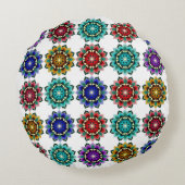 Mandala en différentes couleurs coussin rond (Dos)