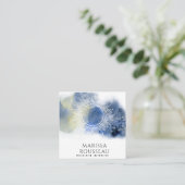 Mandala Etheral Celestial Abstract Blue White Vierkante Visitekaartje (Staand voorkant)