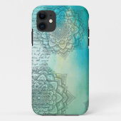 Mandala fancy Manuscript Blauwgroen Turquoise Case-Mate iPhone Case (Achterkant)