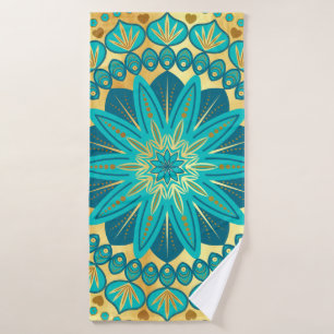 Mandala Fleur Bleu Or
