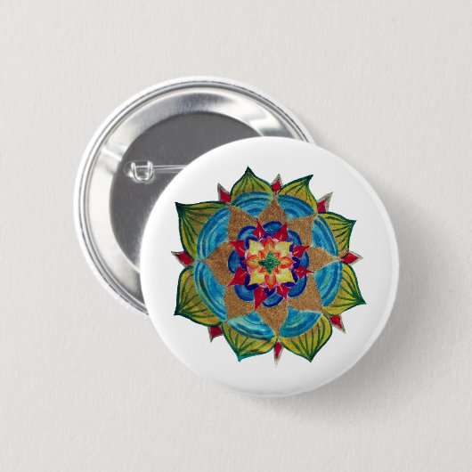 Mandala Fleur Round Badge (Devant & derrière)