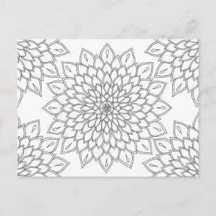 Mandala Floral Dhalia Pattern Adult Coloring Briefkaart