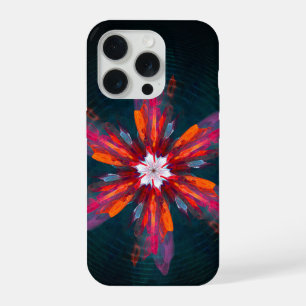 Mandala floral Fleurs Orange Rouge Bleu Abstrait