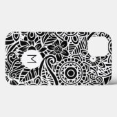 Mandala Floral Modern Monogram INITIAAL Zwart Wit Case-Mate iPhone Case (Achterkant (horizontaal))