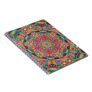 Mandala Floral Psychedelic Retro Hippie Millefiori Notitieboek