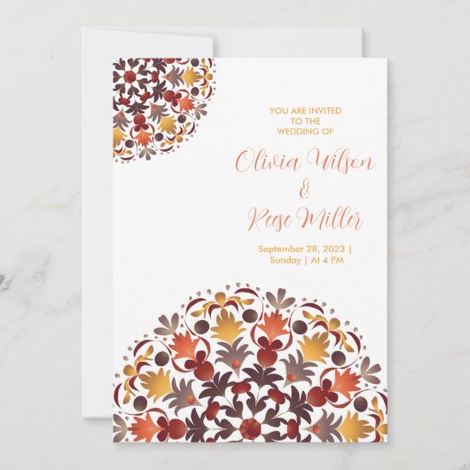 Mandala floral sec d'automne Invitation (Devant)