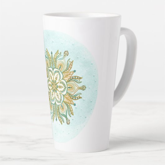 Mandala Floral Snowflake Latte Mok (Rechterhoek)