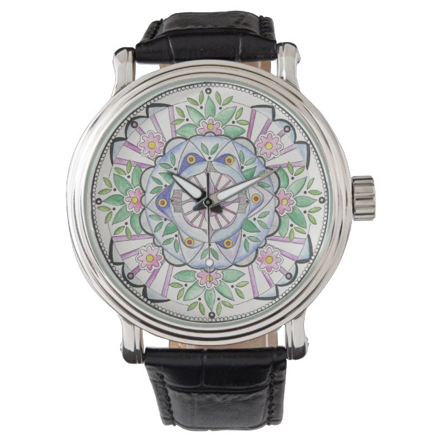 Mandala Floribunda-design met horloge (Voorkant)