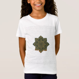 Mandala Flower Art. Green Gold Zen Decor T-shirt