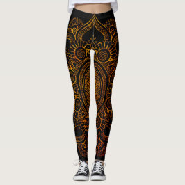 Mandala Flower - Black en Gold Leggings