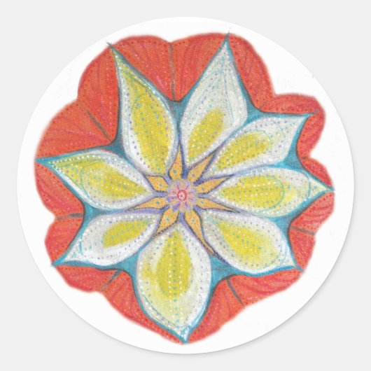 Mandala Flower Classic ronde Sticker, glanzend Ronde Sticker (Voorkant)
