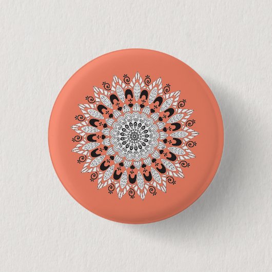 Mandala Flower Design Sierkussen Ronde Button 3,2 Cm (Voorkant)