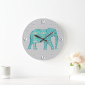 Mandala flower elephant - turquoise, grijs & wit grote klok (Huis)