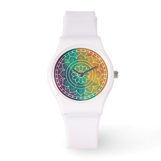 Mandala flower india regenboogboho chic design horloge (Voorkant)