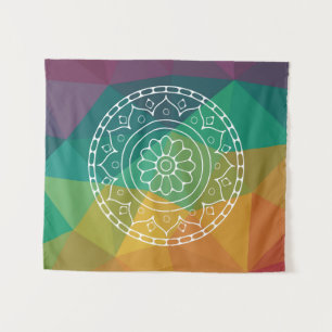 Mandala flower india regenboogboho kleurig design wandkleed