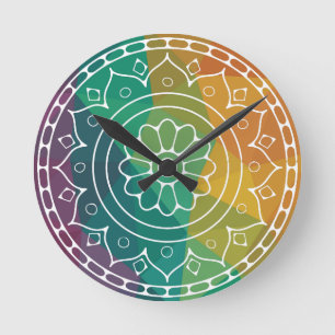 Mandala flower india regenboogkleurige boho  ronde klok