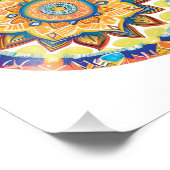 Mandala Flower Magic Blue Waterverf Foto Afdruk (Hoek)