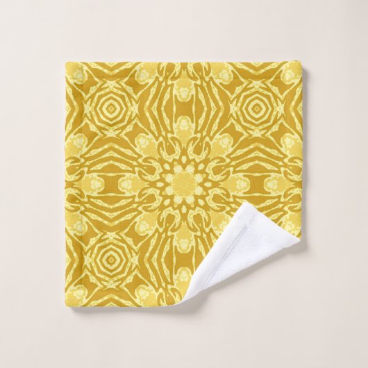 Mandala Flower Pattern - Mustard Gold en Yellow Bad Handdoek (Wasdoekje)
