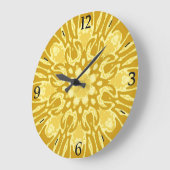 Mandala Flower Pattern - Mustard Gold en Yellow Grote Klok (Hoek)