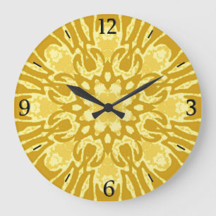 Mandala Flower Pattern - Mustard Gold en Yellow Grote Klok