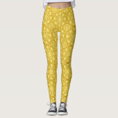 Mandala Flower Pattern - Mustard Gold en Yellow Leggings (Voorkant)