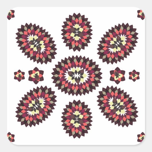 Mandala Flower Pattern Vierkante Sticker (Voorkant)