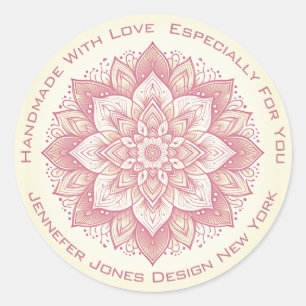 Mandala Flower Simple Vintage rose Étiquette fait