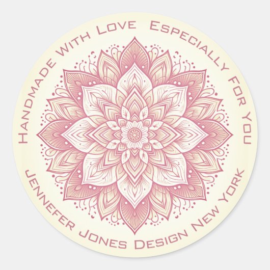 Mandala Flower Simple Vintage rose Étiquette fait  (Devant)