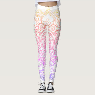 Mandala Flower - White en Rainbow Leggings