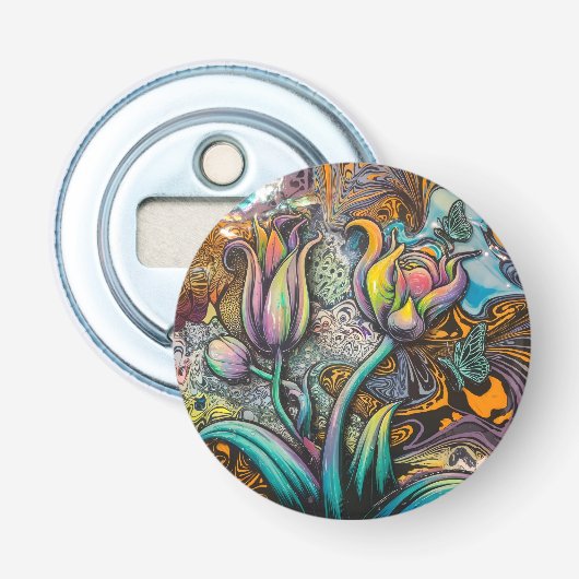 Mandala Flowers Button Flesopener (Voorkant)