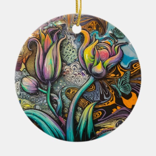 Mandala Flowers Keramisch Ornament (Voorkant)