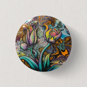 Mandala Flowers Ronde Button 3,2 Cm