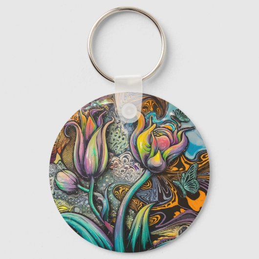 Mandala Flowers Sleutelhanger (Voorkant)