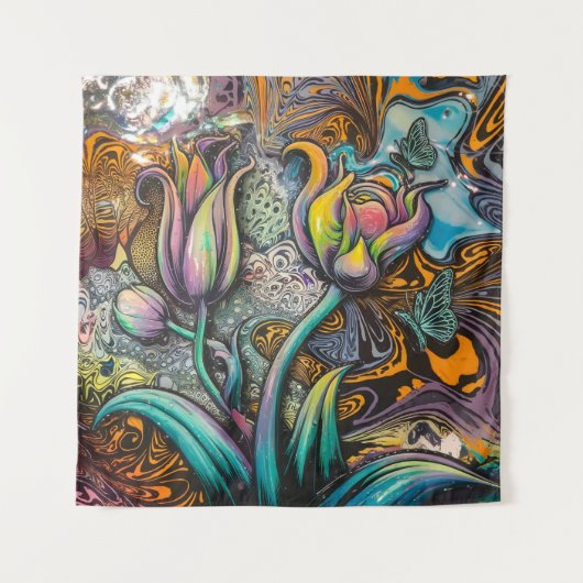 Mandala Flowers Wandkleed (Voorkant)