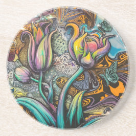 Mandala Flowers Zandsteen Onderzetter