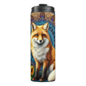 Mandala Fox met bloemendetail Thermosbeker (Voorkant)