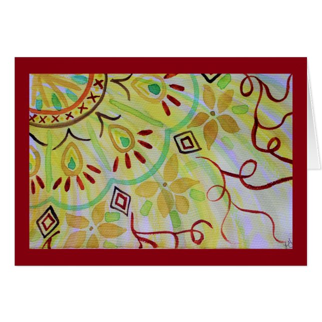Mandala gai, jaune, vert et brun, floral (Devant horizontal)