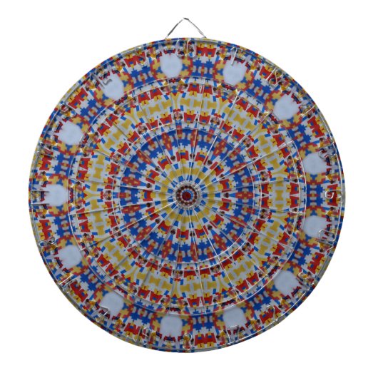 Mandala geel blauw dartbord (Voorkant)